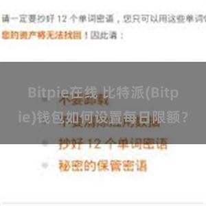 Bitpie在线 比特派(Bitpie)钱包如何设置每日限额？